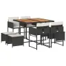 9-Osaline Aiamööbli Komplekt Patjadega, Must, Polürotang