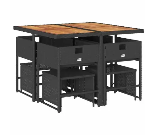 9-Osaline Aiamööbli Komplekt Patjadega, Must, Polürotang