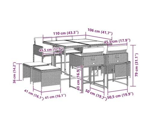 9-Osaline Aiamööbli Komplekt Patjadega, Must, Polürotang