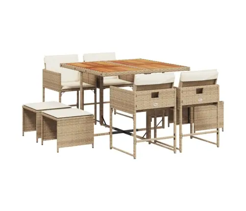 9-Osaline Aiamööbli Komplekt Patjadega, Beež, Polürotang