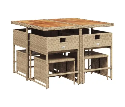 9-Osaline Aiamööbli Komplekt Patjadega, Beež, Polürotang