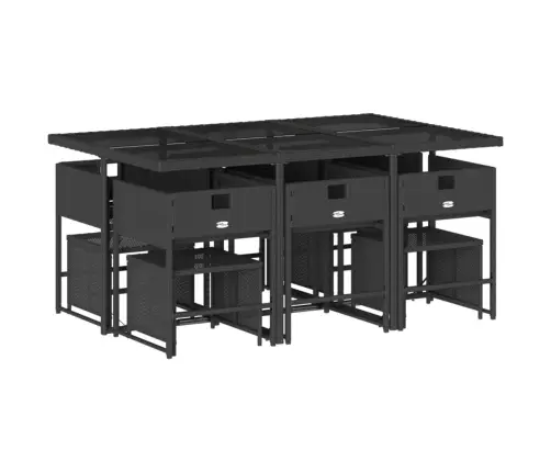 11-Daļīgs Dārza Mēbeļu Komplekts, Matrači, Melna Pe Rotangpalma Vidaxl