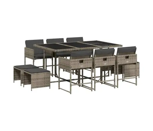 11-Daļīgs Dārza Mēbeļu Komplekts Ar Matračiem, Pe Rotangpalma Vidaxl