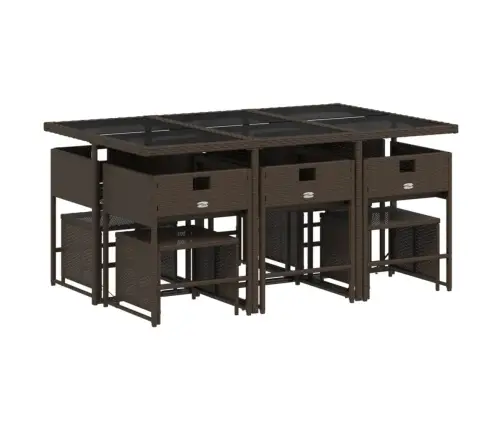 11-Daļīgs Dārza Mēbeļu Komplekts, Matrači, Brūna Pe Rotangpalma Vidaxl