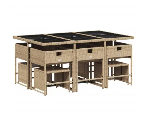 11-Osaline Aiamööbli Komplekt Patjadega, Beež, Polürotang