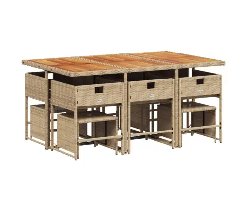 11-Osaline Aiamööbli Komplekt Patjadega, Beež, Polürotang