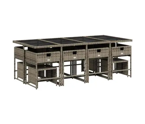 13-Osaline Aia Söögimööbli Komplekt Patjadega, Hall, Polürotang