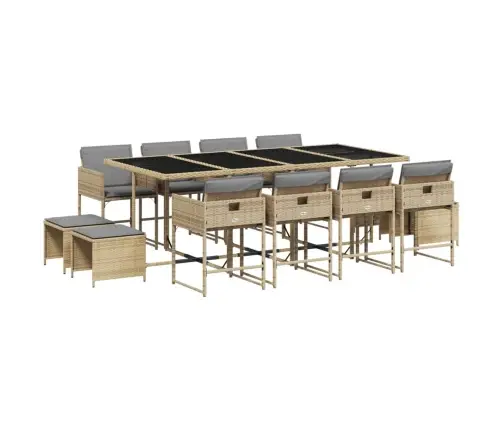 13-Osaline Aia Söögimööbli Komplekt Patjadega, Beežid Toonid