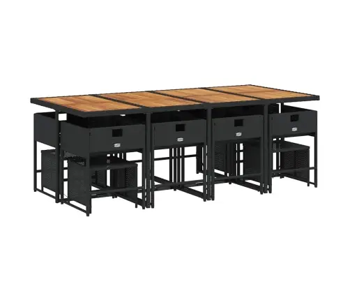 13-Daļīgs Dārza Mēbeļu Komplekts Ar Matračiem, Melns Pe Vidaxl