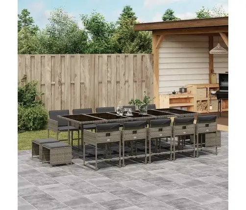 Sodo Komplektas Su Pagalvėlėmis, 15 Dalių, Pilkas, Poliratanas