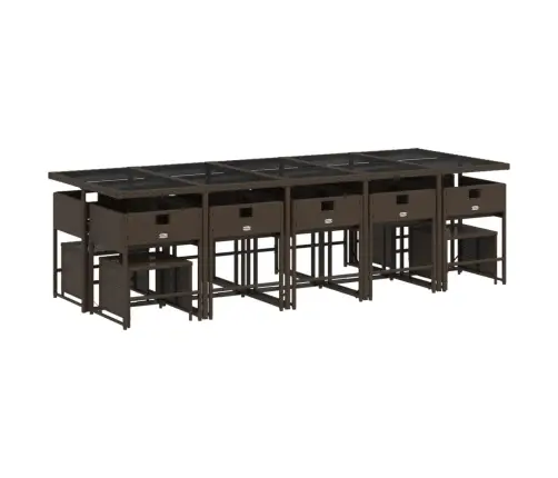 15-Osaline Aia Söögimööbli Komplekt Patjadega Pruun, Polürotang