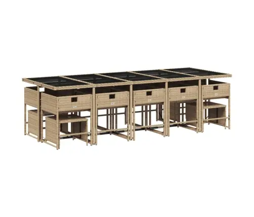 15-Osaline Aia Söögimööbli Komplekt Patjadega, Beež, Pe-Rotang