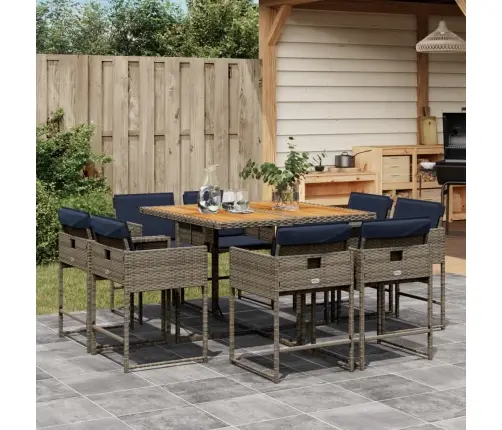 9-Daļīgs Dārza Mēbeļu Komplekts Ar Matračiem, Pe Rotangpalma Vidaxl