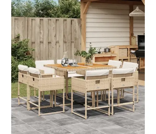 Sodo Komplektas Su Pagalvėlėmis, 9 Dalių, Smėlio, Poliratanas