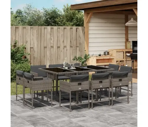 11-Daļīgs Dārza Mēbeļu Komplekts Ar Matračiem, Pe Rotangpalma Vidaxl