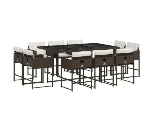 11-Osaline Aia Söögimööbli Komplekt Patjadega, Pruun, Pe-Rotang