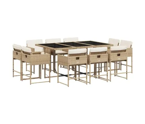 Sodo Komplektas Su Pagalvėlėmis, 11 Dalių, Smėlio, Poliratanas