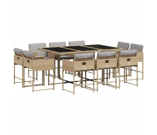 11-Osaline Aia Söögimööbli Komplekt Patjadega, Beežid Toonid