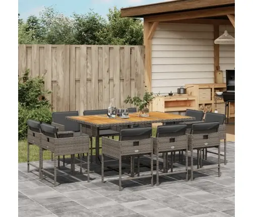 11-Daļīgs Dārza Mēbeļu Komplekts Ar Matračiem, Pe Rotangpalma Vidaxl