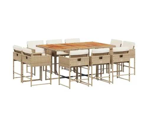 Sodo Komplektas Su Pagalvėlėmis, 11 Dalių, Smėlio, Poliratanas