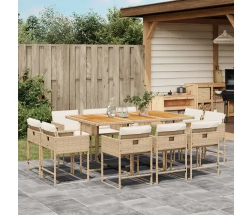 Sodo Komplektas Su Pagalvėlėmis, 11 Dalių, Smėlio, Poliratanas