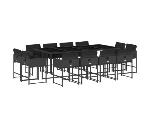 13-Daļīgs Dārza Mēbeļu Komplekts Ar Matračiem, Melns Pe Vidaxl