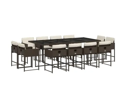 13-Daļīgs Dārza Mēbeļu Komplekts, Matrači, Brūna Pe Rotangpalma Vidaxl