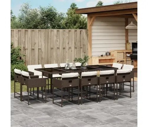 13-Daļīgs Dārza Mēbeļu Komplekts, Matrači, Brūna Pe Rotangpalma Vidaxl