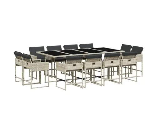 Sodo Komplektas Su Pagalvėlėmis, 13 Dalių, Pilkas, Poliratanas