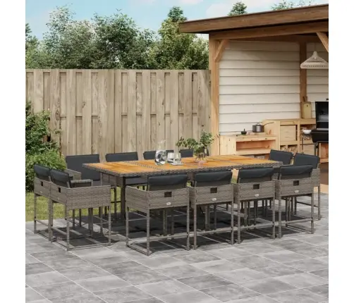 Sodo Komplektas Su Pagalvėlėmis, 13 Dalių, Pilkas, Poliratanas