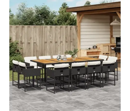 13-Daļīgs Dārza Mēbeļu Komplekts Ar Matračiem, Melns Pe Vidaxl