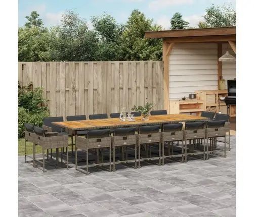 Sodo Komplektas Su Pagalvėlėmis, 17 Dalių, Pilkas, Poliratanas