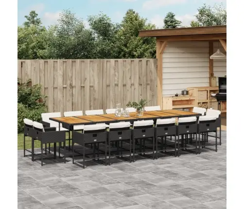 Sodo Komplektas Su Pagalvėlėmis, 17 Dalių, Juodas, Poliratanas