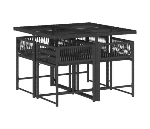 5-Daļīgs Dārza Mēbeļu Komplekts, Matrači, Melna Pe  Rotangpalma Vidaxl