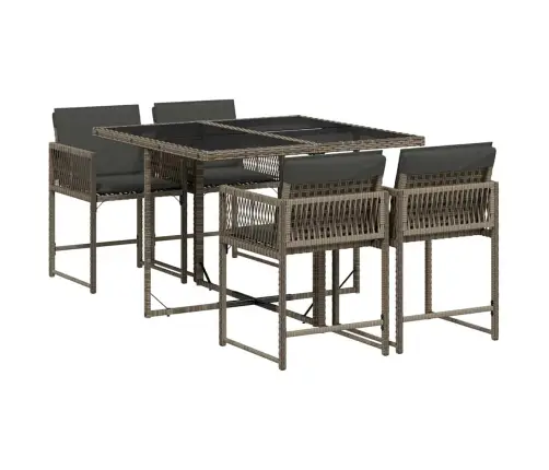 5-Osaline Aiamööbli Komplekt Patjadega, Hall, Polürotang