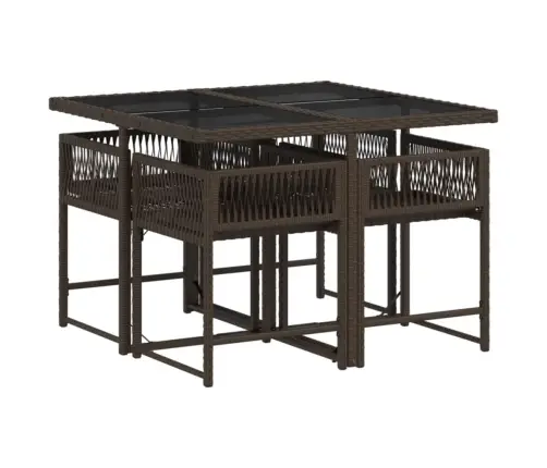 5-Osaline Aia Söögimööbli Komplekt Patjadega, Pruun, Polürotang