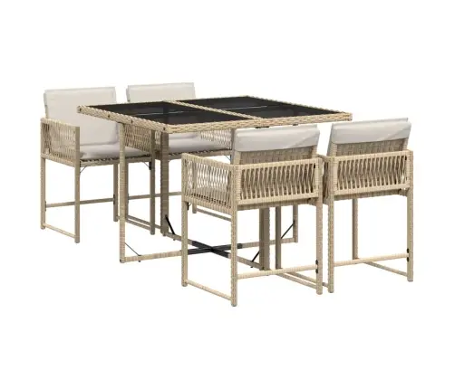 5-Osaline Aiamööbli Komplekt Patjadega, Beež, Polürotang