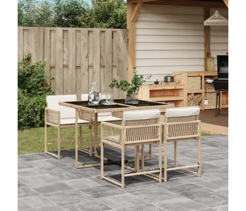 5-Osaline Aiamööbli Komplekt Patjadega, Beež, Polürotang