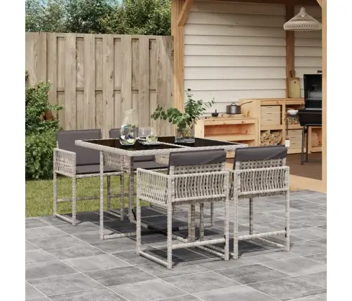 5-Daļīgs Dārza Mēbeļu Komplekts, Matrači,Gaiši Pelēka Pe Pinums Vidaxl 5-Daļīgs Dārza Mēbeļu Komplekts, Matrači,Gaiši Pelēka Pe Pinums Vidaxl