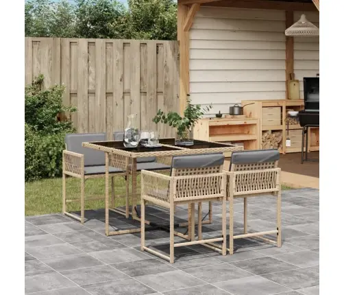 5-Daļīgs Dārza Mēbeļu Komplekts Ar Matračiem, Pe Rotangpalma Vidaxl