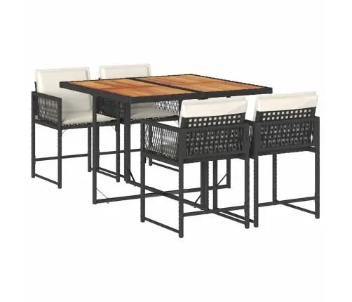 Sodo Komplektas Su Pagalvėlėmis, 5 Dalių, Juodas, Poliratanas