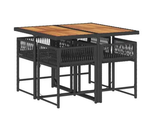 Sodo Komplektas Su Pagalvėlėmis, 5 Dalių, Juodas, Poliratanas