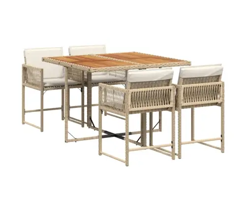 Sodo Komplektas Su Pagalvėlėmis, 5 Dalių, Smėlio, Poliratanas Sodo Komplektas Su Pagalvėlėmis, 5 Dalių, Smėlio, Poliratanas