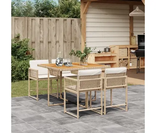 Sodo Komplektas Su Pagalvėlėmis, 5 Dalių, Smėlio, Poliratanas Sodo Komplektas Su Pagalvėlėmis, 5 Dalių, Smėlio, Poliratanas