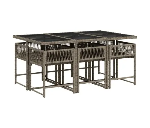 7-Daļīgs Dārza Mēbeļu Komplekts, Matrači, Pelēka Pe Rotangpalma Vidaxl