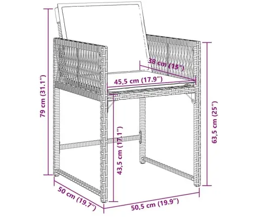 7-Daļīgs Dārza Mēbeļu Komplekts, Matrači, Pelēka Pe Rotangpalma Vidaxl