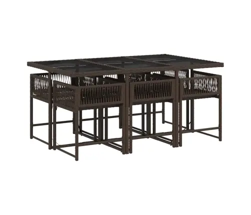 7-Daļīgs Dārza Mēbeļu Komplekts, Matrači, Brūna Pe Rotangpalma Vidaxl 7-Daļīgs Dārza Mēbeļu Komplekts, Matrači, Brūna Pe Rotangpalma Vidaxl