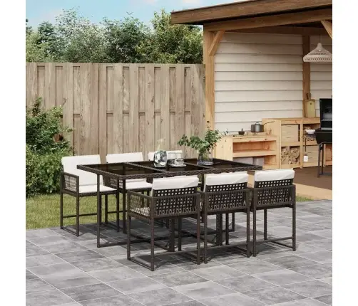 7-Daļīgs Dārza Mēbeļu Komplekts, Matrači, Brūna Pe Rotangpalma Vidaxl 7-Daļīgs Dārza Mēbeļu Komplekts, Matrači, Brūna Pe Rotangpalma Vidaxl