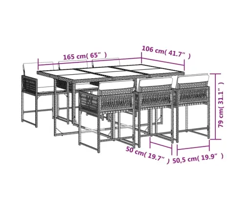 7-Osaline Aiamööbli Komplekt Patjadega, Helehall, Polürotang