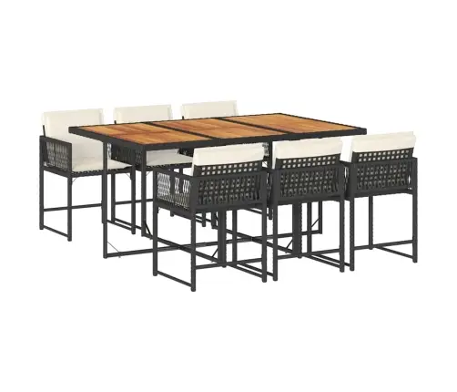 Sodo Komplektas Su Pagalvėlėmis, 7 Dalių, Juodas, Poliratanas